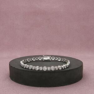 sterling silver round-cut cz tennis bracelet size 6.5in